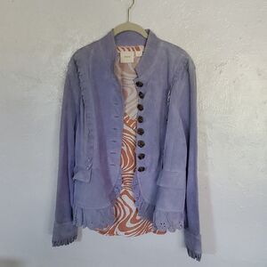 DG2 Diane Gillman Cow Suede Boho Jacket + Free Maeve Top Size L